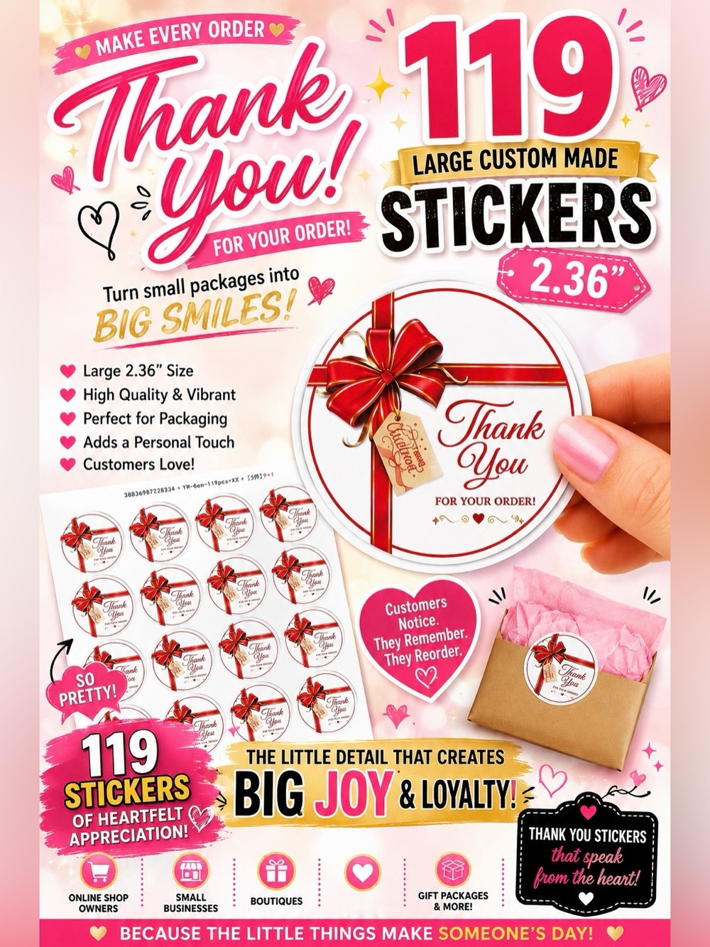 119 2.36” Thank You Stickers